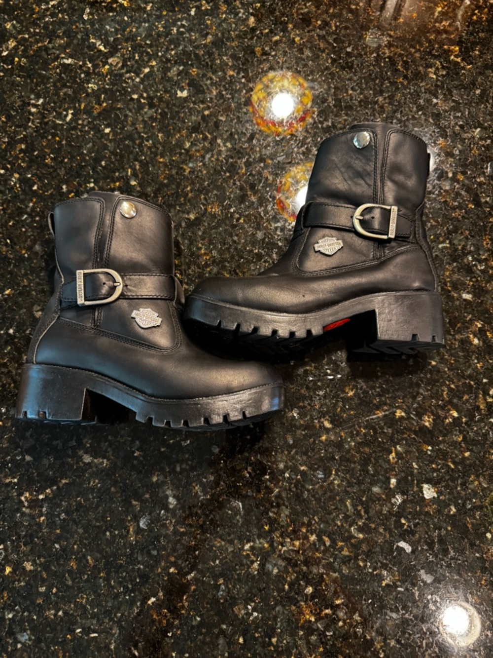 Harley-Davidson Black Leather Biker Harness Boots